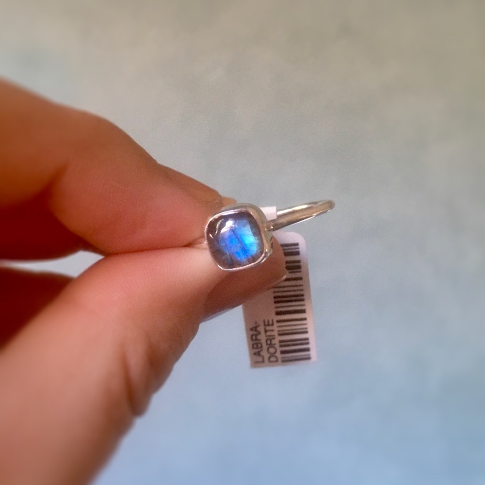 NWT *Top Quality Stone* Sterling Labradorite Ring w Bright Color Flashes